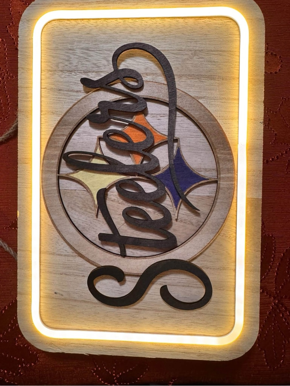 Vintage Style 'football team' Wooden LED Wall Sign